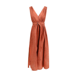 Red Cotton Casual Dress