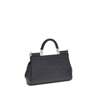 Handtasche aus schwarzem Kalbsleder (Bos Taurus)