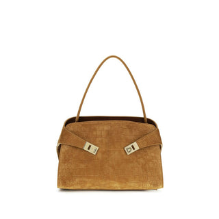 Beigefarbene Ziegenleder-Schultertasche