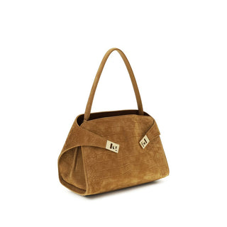 Beigefarbene Ziegenleder-Schultertasche