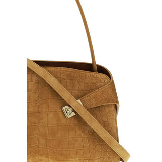 Beigefarbene Ziegenleder-Schultertasche