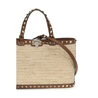 Beige Bast-Schultertasche
