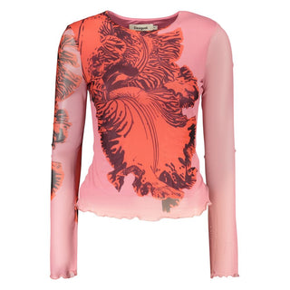 Camiseta rosa de viscosa para mujer  