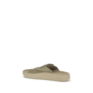 Beige Calf Leather Bos Taurus Flat Sandals