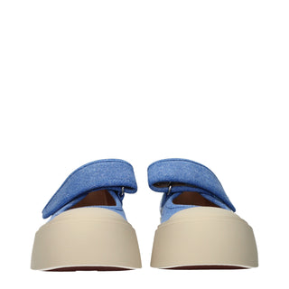 Blue Fabric Low Top Sneakers