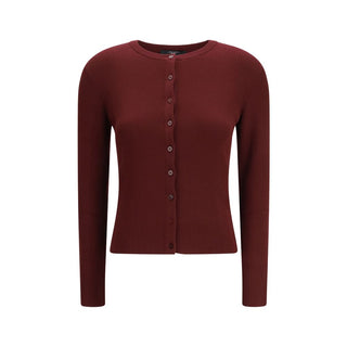 Bordeauxfarbene Viskose-Strickjacke