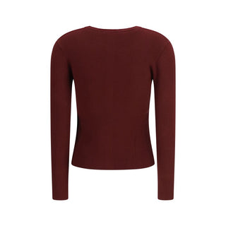 Bordeauxfarbene Viskose-Strickjacke