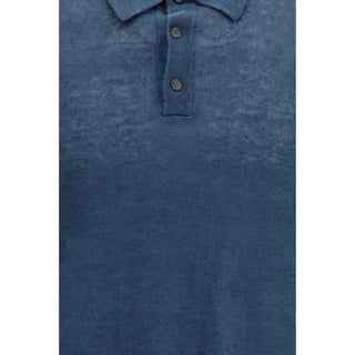Blue Linen Polo Shirt