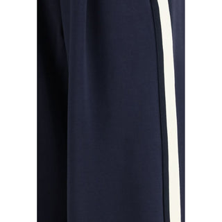Blue Cotton Casual Pants