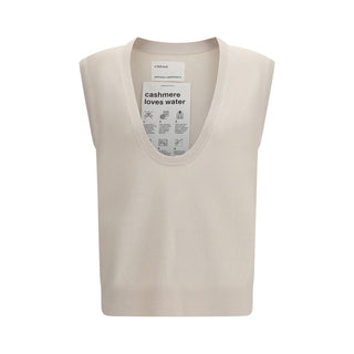 Beige Cashmere Sleeveles Sweater