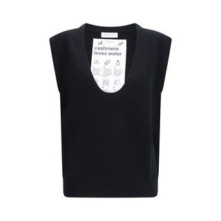 Black Elastane Sleeveles Sweater