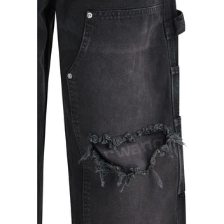 Schwarze Baumwoll-Cargohose