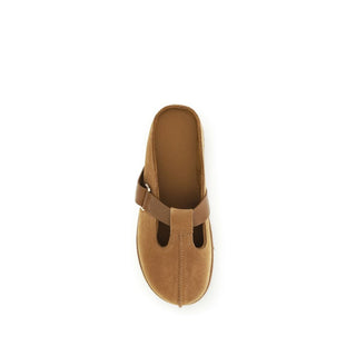 Mules marrones de cuero de becerro Bos Taurus