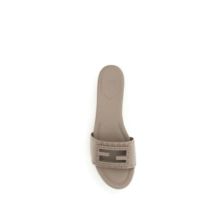 Gray Calf Leather Bos Taurus Flat Sandals