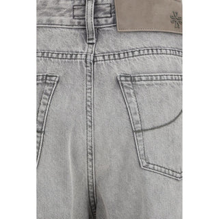 Jeans de algodón gris de corte relajado