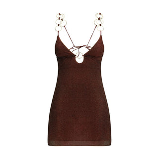 Vestido casual marrón de poliamida