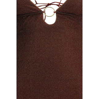 Brown Polyamide Casual Dress