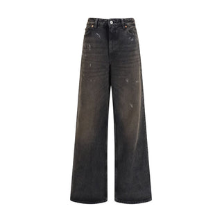 Jeans de algodón negro de corte relajado