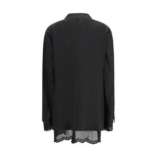 Schwarzer Leinenblazer