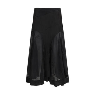 Falda larga de lyocell negra
