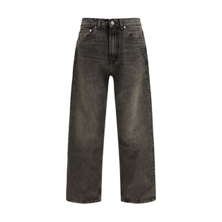 Jeans de algodón negro de corte relajado