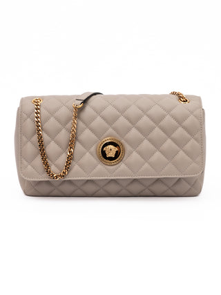 Taupe Quilted Leather Shoulder Strap Bag