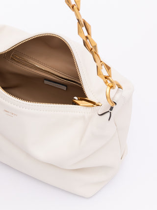 Weiße Diamant Hobo Leder Schultertasche