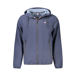 Blue Polyester Men Jacket