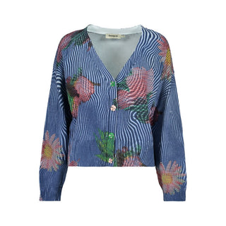 Cárdigan de algodón azul para mujer