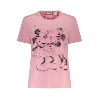 Camiseta rosa de algodón para mujer