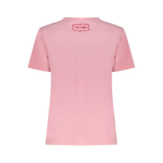 Camiseta rosa de algodón para mujer