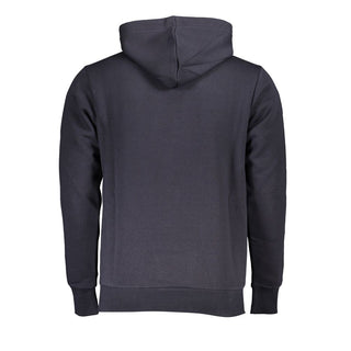 Blue Cotton Men Hoodie