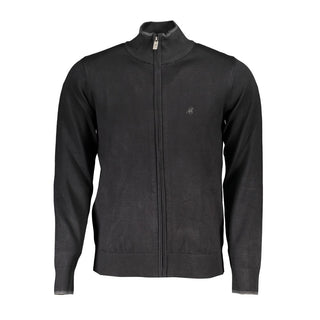 Black Viscose Men Cardigan