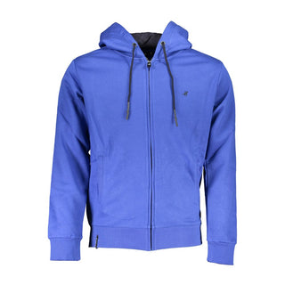 Blue Cotton Men Hoodie
