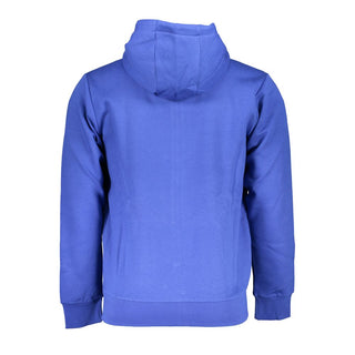 Blue Cotton Men Hoodie