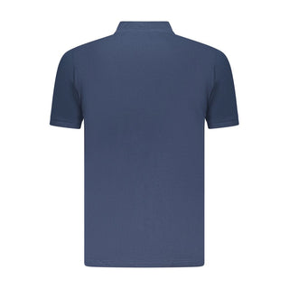 Blue Cotton Men Polo