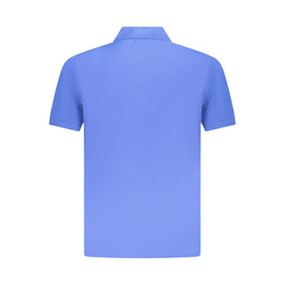 Blue Cotton Men Polo Shirt