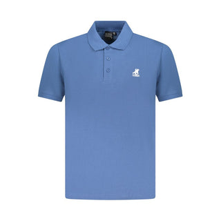 Blue Cotton Men Polo Shirt