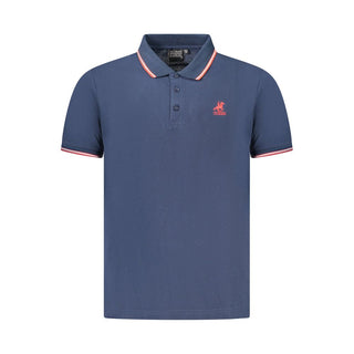 Blue Cotton Men Polo