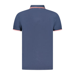 Blue Cotton Men Polo