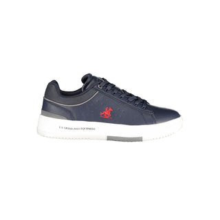 Blue Polyurethane Men Sneaker