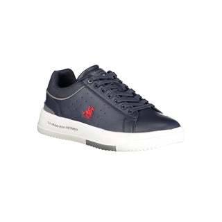 Blue Polyurethane Men Sneaker
