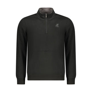 Black Polyester Men Sweatshirt