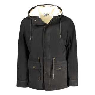 Chaqueta parka para hombre de poliéster negra