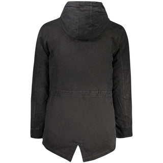Chaqueta parka para hombre de poliéster negra