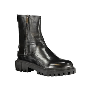 Black Leather Women Boot