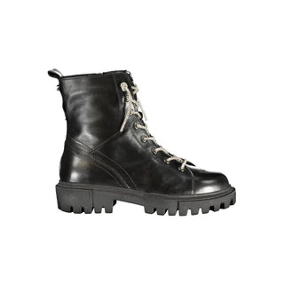 Schwarze Damen-Lederstiefelette