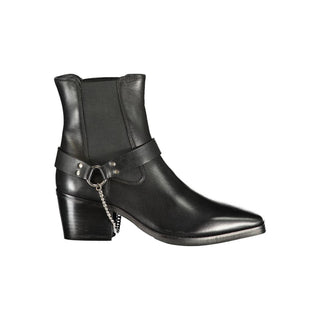 Schwarze Damen-Lederstiefelette
