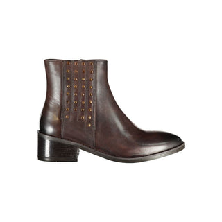 Marrone Leder Damen Stiefelette