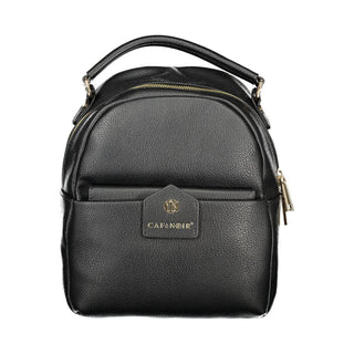 Mochila de poliuretano negra para mujer